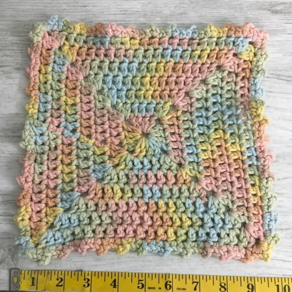 Wash Cloth Handmade Cotton Crochet Dish Rag Pastel Colors Absorbent Pink Yellow